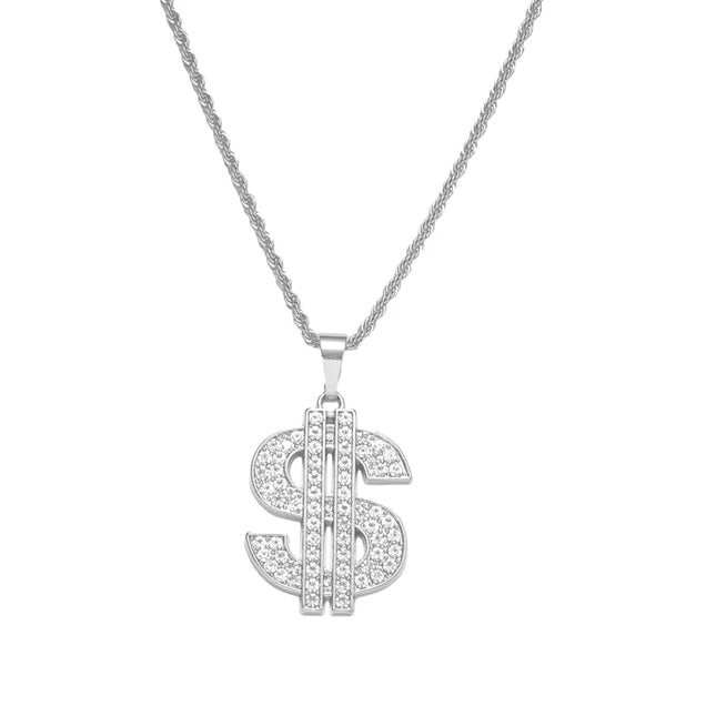 Dollar Sign Necklace 80s 90s Costume Big Fake Money Pendant Hip Hop Rapper Punk Jewelry for Men Halloween Party Accessories