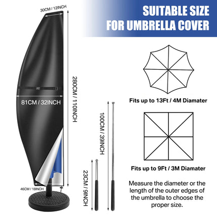 Outdoor Cantilever Umbrella Cover Waterproof Patio Parasol Cover Banana Straight Style All-Season Parasol Umbrella Protection