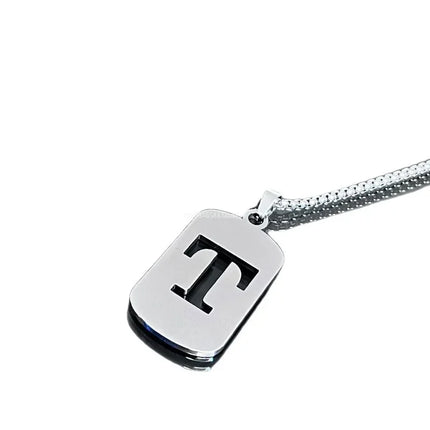 Fashion Punk A-Z Initial Tag Letter Stainless Steel Pendant Necklaces for Men Women Wholesale Jewelry Lot Collar Jewelry Goth