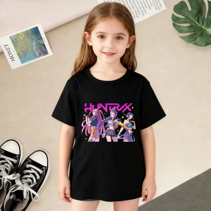 Korean Wave Demon Hunter Fashion Summer Girls Clothing T-shirt Korean Trendy Style 100% Cotton Suitable for Daily Casual Wear
