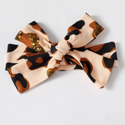 Baby Girl Leopard Print Ruffle Trim Bow Front Jumpsuit & Headband