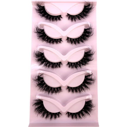 HBZGTLAD 3D natural cat eye fluffy soft cross 5 pairs of comic eyelashes Wispy natural eyelash extension eyelashes