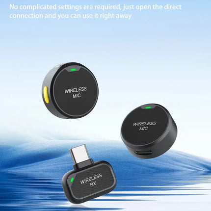 Wireless Lavalier Microphone Outdoor Live Recording Interview Vlog Magnetic Noise Reduction Portable For iPhone Android