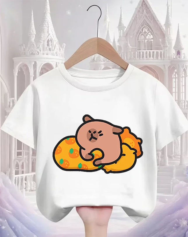 Kids Capybara Cute Kawaii T Shirt Summer Boys Girls Cartoon Crew Neck Fashion Street Casual Clothing 3 14Y