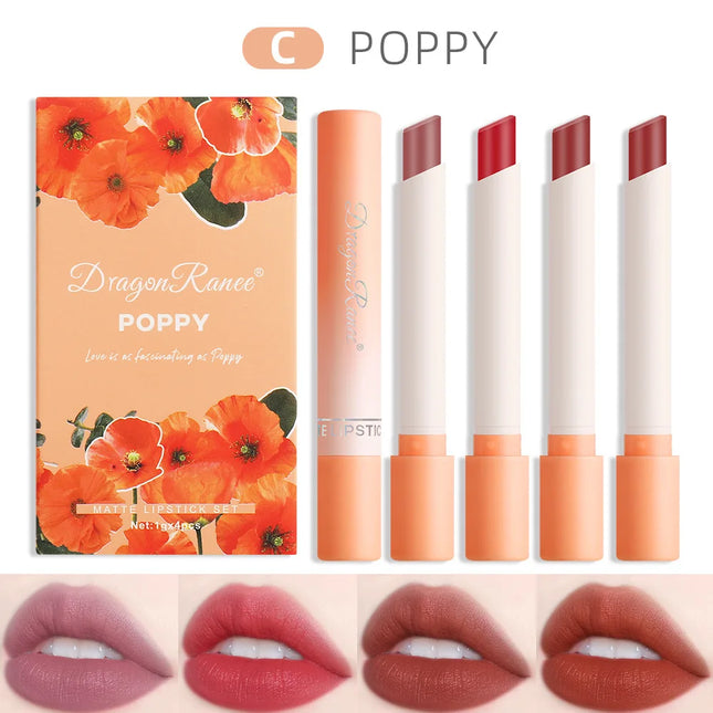 4PCS Velvet Matte Lipstick Set Long Lasting Waterproof Non Stick Lip Makeup Creative Cigarette Design Sexy Beauty