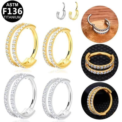 G23 Titanium ASTM F136 Nose Rings Piercing Hoop Earrings For Women Septum Nose Ring Clicker piercing Set  Body Jewelry
