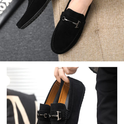 2025 Spring and Autumn driving soybean shoes business casual men's shoes versatile comfortable work shoes black and grey