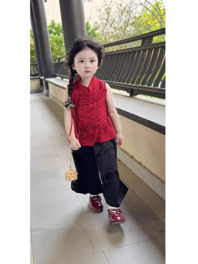 Summer Girl's Suit Cosplay Performance Costumes Ethnic Style Chinese Sets Children Clothing Kids Clothes Hanfu Fashion Casual