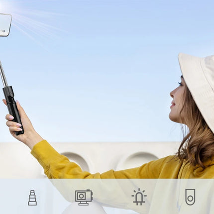 Live Streaming Bluetooth Wireless Selfie Stick Tripod Stand with Light Remote Extendable for iPhone Mobile Phone