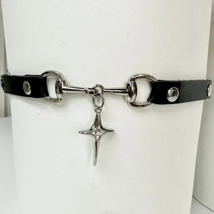 Gothic Cross Star Pendant Choker Nelace for Women Fashion Spicy Girl Punk Chain Y2K Vintage Leather Collar Chain Choker Necklace