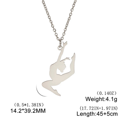 Unift Stainless Steel Sport Women Necklace Runner Rhythmic Gymnastics  Silhouette Pendant Fashion Birthday Jewelry Wholesale