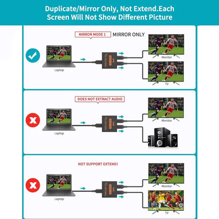 1 x 2 HDMI-compatible Splitter Converter 1 In 2 Out HDMI-compatible Splitter Amplifier 4K Dual Display for PC HDTV DVD PS4 Xbox