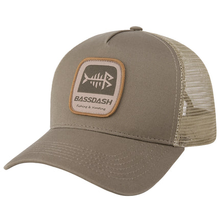 BASSDASH Trucker Hat Embroidered Patch Adjustable Baseball Cap Mesh Back Fishing Hat