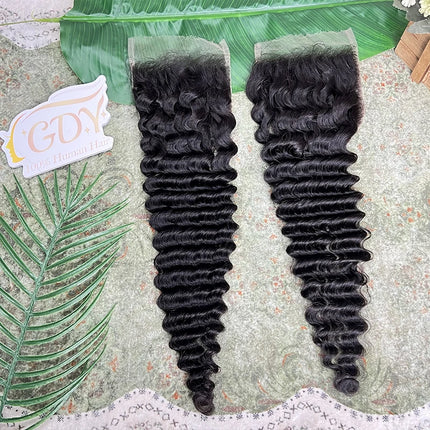 Deep Wave 5x5 HD Lace Closure Melt Skins Pre Plucked Small Knots Invisible HD Lace 100% Raw Virgin Human Hair Natural Color