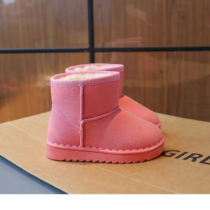 2025 Children Snow Boots Leisure Thick Fur Platform Winter Kids Short Boot Slip-on Unisex Concise Style Boys Girls  Kids Shoes