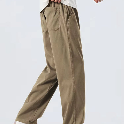 Lyocell Ultra-thin Ice Silk Trousers Men's Summer Loose Straight Cool Breathable Daily Sports Casual Trousers Fashion Korean