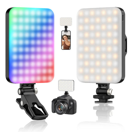 LED Video light, 2500K-6500K RGB selfie light, iPhone-CRI 97+, 2200mAh camera light, 3CCT/RGB 360° full color /20 lighting effec