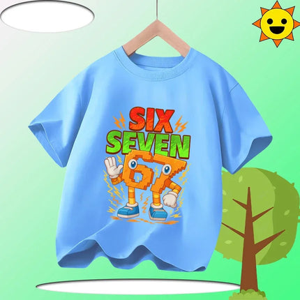 67 Brainrot Children 100% Cotton T-Shirt Boys' Sports Shirt Girls' Casual Top Summer Short Sleeve Personalized Cartoon Print