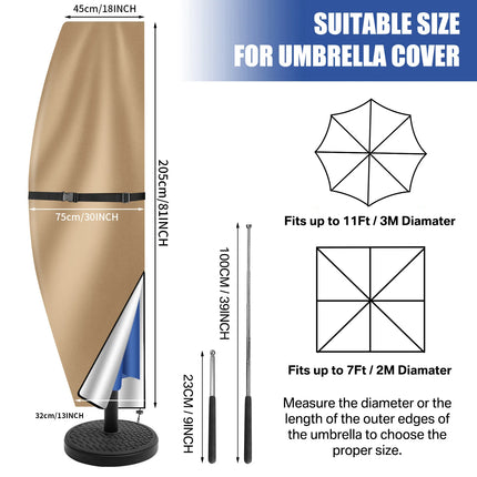 Outdoor Cantilever Umbrella Cover Waterproof Patio Parasol Cover Banana Straight Style All-Season Parasol Umbrella Protection