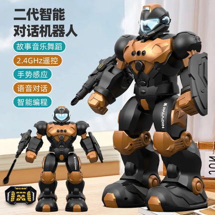 Kids Intelligent Voice Dialogue Robot 2.4G Remote Control Gesture Sensing Programmable Electric Police  Toy For Boys Girls