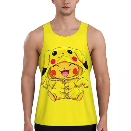 Pokemoned Gym Gengar Compression Muscle Tank Top Mens Gym Sleeveless Tees Sports Wear Male Bodybuilding Fitness Training Vest