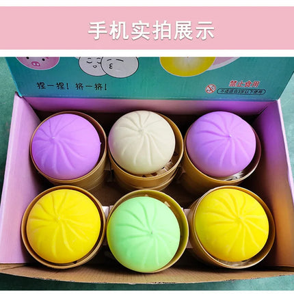 Giant Squishy Dumplings Stress Relief Fidget Toy Colorful Simulation Food Steamed Stuffed Bun Dough Toys Slow-rise Squeeze Toy
