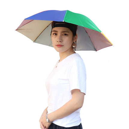 Portable Rain Umbrella Hat Foldable Outdoor Fishing Sunshade Waterproof Camping Headwear Beach Head Hats Fishing Hat 55-95CM