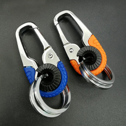 3pcs Keychain Men Stainless Steel Buckle Outdoor Carabiner Climbing Tool Double Ring Car Fishing Hook Key Ring Accessories