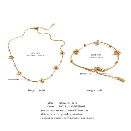 Yhpup Gift New Style Stainless Steel Exquisite Chain Necklace Bracelet Bangle Set Gold & Platinum Plated Stylish Unique Jewelry