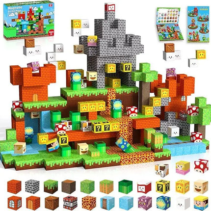 Magnetic Building Blocks Mine World Magnet Cube for Stacking Construction Set Educate Sensory Toys Kids Boys Girls Ages 3+ DIY