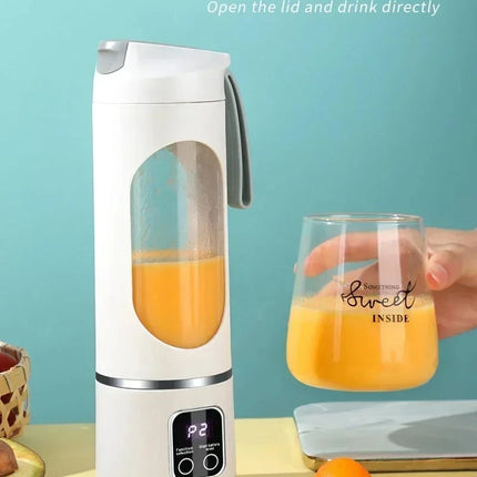 Portable Cordless USB Rechargeable Electric Juicer Cup Blender with Digital Display for Fruit Milkshake Making Home Outdoor Use