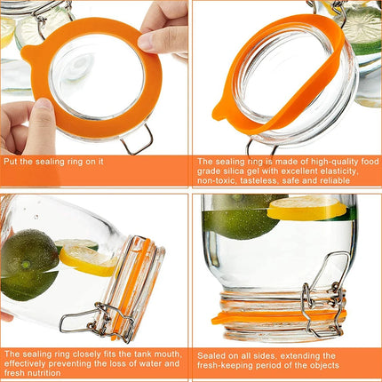5Pcs Silicone Replacement Gasket Airtight Seals Rings Leak Proof Canning Seals for Glass Clip Top Jars Storage Containers