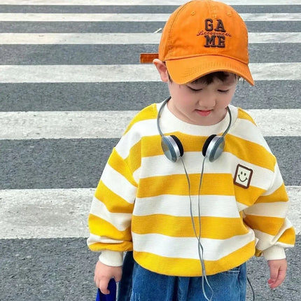 Children's Sweatshirt Stylish Striped Top Round Neck Pullover Shirt For Boys Spring 2023 New Arrival Baby Clothing