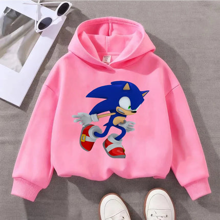 Kids Sonic The Hedgehog Hoodie Boys Girls Golden Super Sonic Print Sweatshirt Long Sleeve Casual Pullover Children's Cartoon