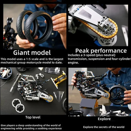 Motorcycle Building Bocks Simulation Motorcycle Model Collectible Model Decoration Difficult Toys Boys Educational Creature Gift