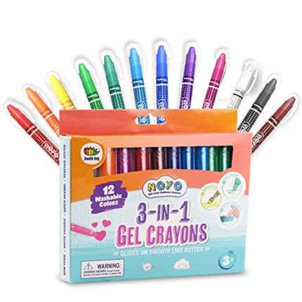 Washable Crayons 12 Colors, and Toddler Crayons, Watercolor, Non Toxic, 3 in 1, for Ages 4-8