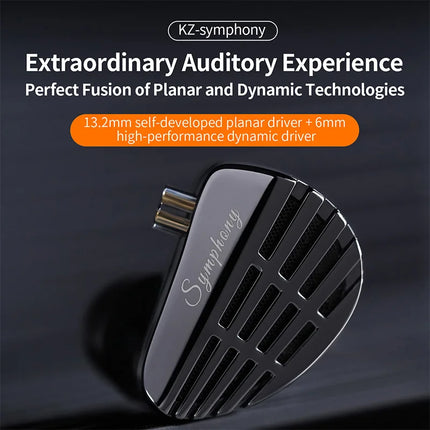 KZ Symphony Hybrid  Self-developed Planar Driver 6mm Highsets-performance Dynamic Driver Earphones HIFI DJ Gaming Headsets