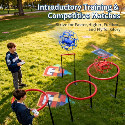 Football remote control drone with spherical protective cover, impact-resistant, drop-resistant, easy to play, tumbling, one-button takeoff, suitable for indoor/outdoor use, a great gift for football events.