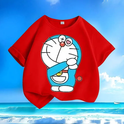 Low Price Doraemon Kids T-Shirts | Best Deal Hot Sale | Summer New Crew Neck Loose & Versatile Casual Tops for Boys Girls