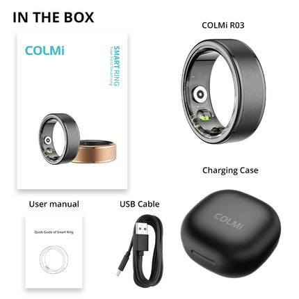 2024 COLMI R03 Smart Ring Men Women, With Charging Case, Battery Life 39 Days, Health Monitor, IP68&5ATM Waterproof, Multi-sport