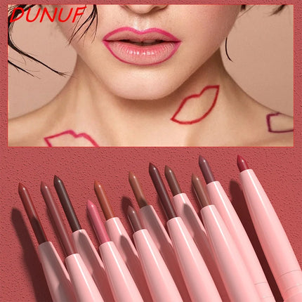 12-Pack Velvet Matte Lip Liner Pens Easy Coloring Lip Outline Pen Long-lasting Moisturizing Lip Makeup Women's Beauty Tools