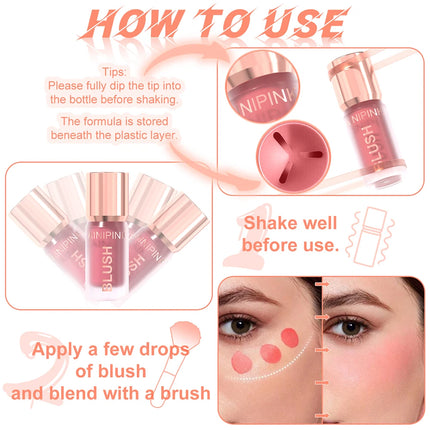 Matte Liquid Blush Waterproof High Pigmented Smooth Non-Sticky Peach Pink Coral Daily Makeup Multi-use Blushing Glow Christmas