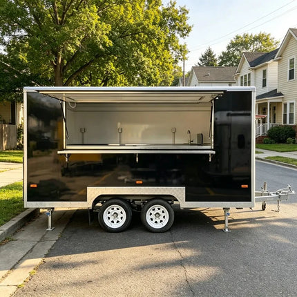 Customizable Mobile Food Truck Cart, Lemonade Crepe Bakery Food Trailer Equipped With Complete Kitchen Gear