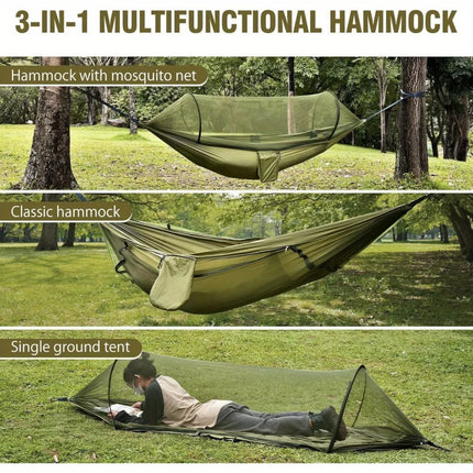 2-In-1 Camping Hammock With Mosquito Net 1.6lbs Ultralight Parachute Nylon Hanging Bed For Outdoor Survival Travel Backyard