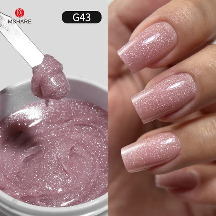 MSHARE 50g Shimmer Pink White Acrylic Gel TPO Free Glitter Shiny Extension Acryl Hard Gel Nails Sculpting Construction