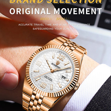 BINBOND Brand Stainless Steel Quartz Watch For Men Luxury Date Display Waterproof Luminous Fashion Men Watch relogios masculino