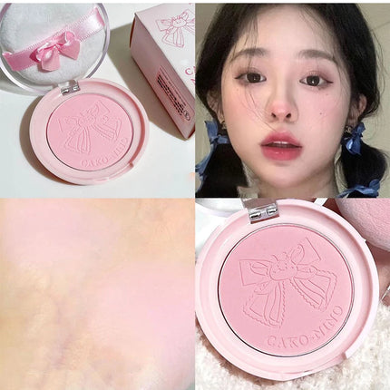 Wish Bow Cute Blusher Lasting Not Easy to Fly Powder Pink Blush Face Brighten Shading Rouge Rubor Korean Dupes Makeup Cosmetics