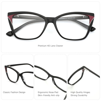 ZENOTTIC M Size Cat Eye Eyeglasses Women Vintage Acetate Inspired Design Prescription Lenses Classic Style