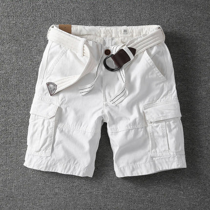 New 2025 Cotton Retro Summer Men's Outdoor Loose Multi-pocket Sports Camouflage Tooling Shorts Straight Medium Short Pants Man