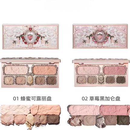 Flower Knows Strawberry Cupid Collection Matte Glitter Shimmer Eyeshadow Face Palette Highlight Blush Longlasting Makeup Palette